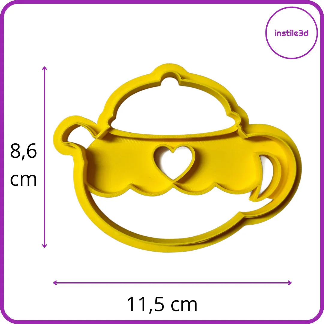 Tagliabiscotti Teiera con Cuore – PLA 3D 11,5x8,6 cm | Instile3D