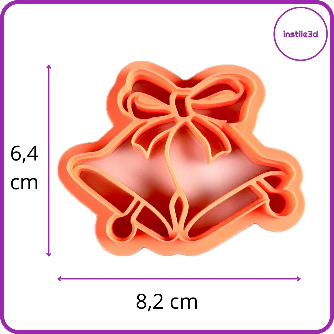 Tagliabiscotti Campanelle con Fiocco – Stampo Natalizio 3D in PLA 6,4 x 8,2 cm