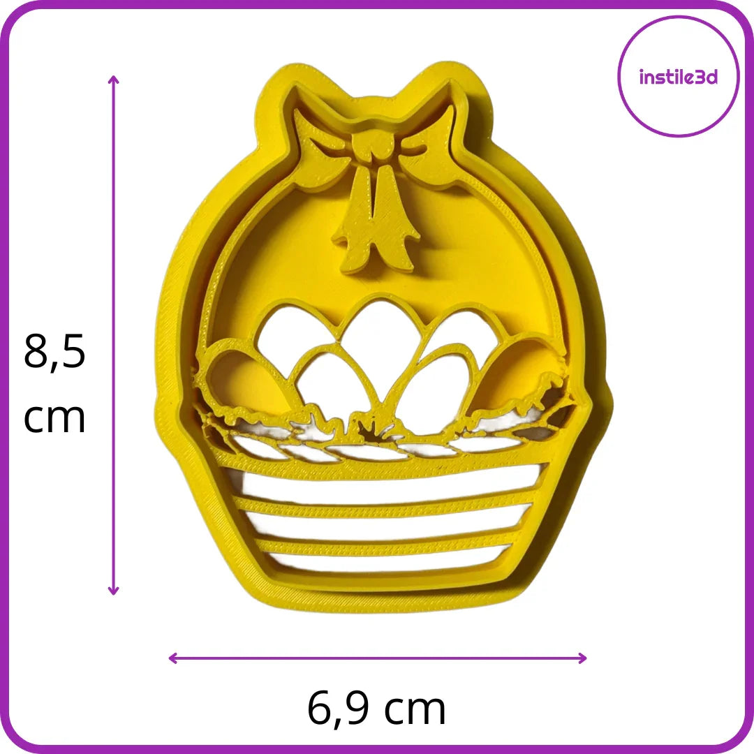 Tagliabiscotti Cestino con Uova – PLA 3D 6,9x8,5 cm | Instile3D