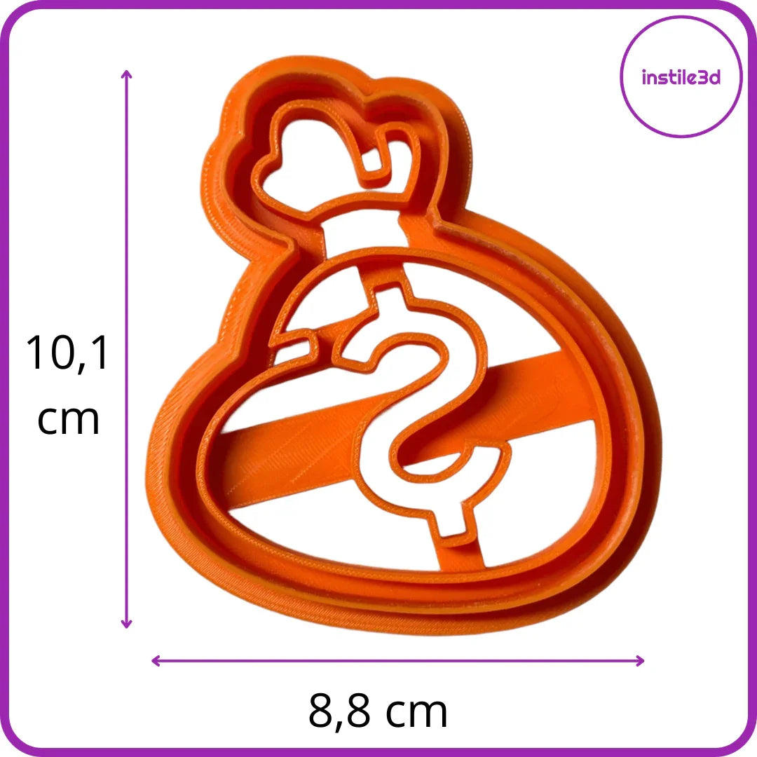 Tagliabiscotti Sacco con Simbolo del Dollaro - PLA 3D 8,8x7,8 cm | Instile3D