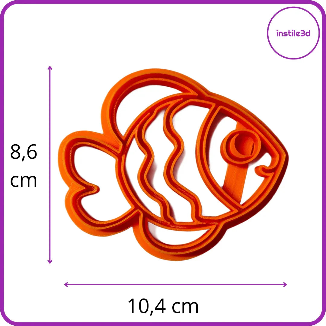 Tagliabiscotti Pesce Tropicale - PLA 3D 10,4x8,6 cm | Instile3D