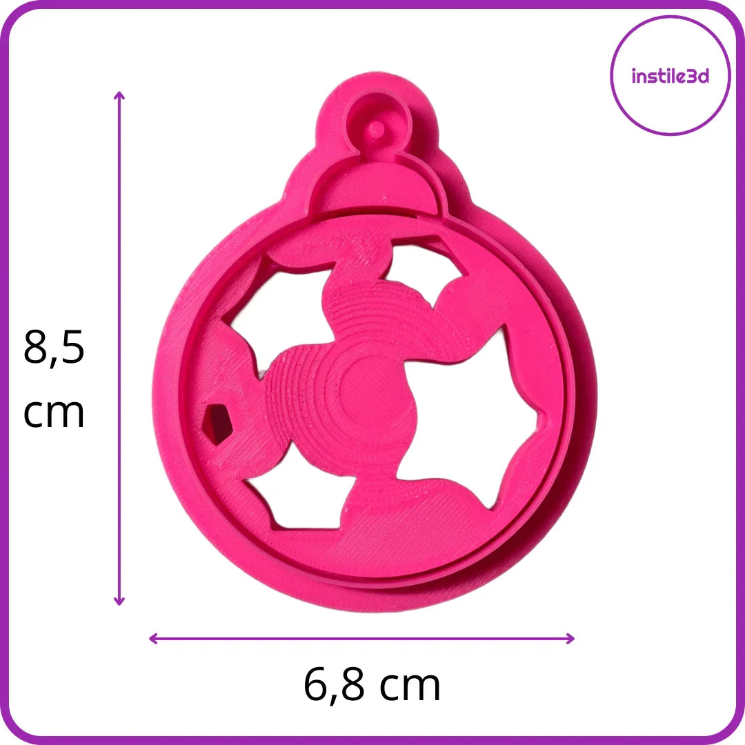 Tagliabiscotti Pallina di Natale con Stelle - PLA 3D 8,5x6,8 cm | Instile3D