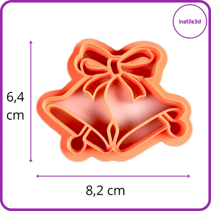 Tagliabiscotti Campanelle con Fiocco – Stampo Natalizio 3D in PLA 6,4 x 8,2 cm