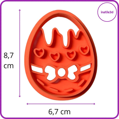 Tagliabiscotti Uovo Decorato con Cuori - PLA 3D 8,7x6,7 cm | Instile3D